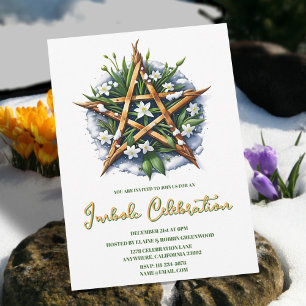 Imbolc Sunshine Snowdrop Pentacle Pagan Holiday Kaart