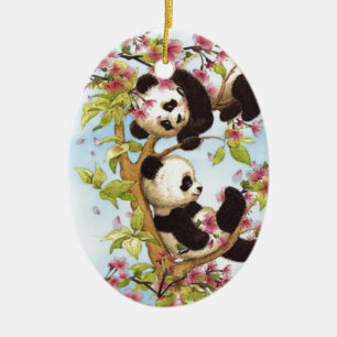 IMG_7386.PNG schattige en kleurrijke panda ontworp Keramisch Ornament
