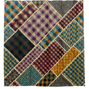 Imitatie van het patroon van de Indische patchwork Douchegordijn