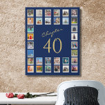 Imitation Canevas 40th Birthday Chapter 40 Family Photo Collage<br><div class="desc">Looking for the perfect 40th birthday gift? This unique and stylish faux canvas print is the perfect way to commemorate and celebrate their special day. Featuring a modern blue and gold template design, this collage of family photos is a meaningful and lasting gift. Our template makes it easy to customize...</div>
