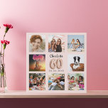 Imitation Canevas 60e anniversaire rose or rose personnalisé collage<br><div class="desc">Un cadeau unique pour un 60ème anniversaire, célébrant sa vie avec un collage de 8 de vos propres photos, photos. Personnalisez et ajoutez son nom et une date. Un or rose chic, arrière - plan rose vif. Le nom est écrit avec un script de style à la main moderne, numéro...</div>