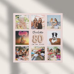 Imitation Canevas 80e anniversaire rose or rose personnalisé collage<br><div class="desc">Un cadeau unique pour un 80ème anniversaire, célébrant sa vie avec un collage de 8 de vos propres photos, photos. Personnalisez et ajoutez son nom et une date. Un or rose chic, arrière - plan rose vif. Le nom est écrit avec un script de style moderne écrit à la main,...</div>