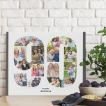 Imitation Canevas 90e anniversaire Photo Collage Numéro 90 Grey<br><div class="desc">Créez votre propre cadeau photo personnalisé pour un 90e anniversaire. Ce collage photo soigné est en forme du numéro 90 sur un arrière - plan blanc avec des bordures de gris foncé neutre. Le modèle photo est prêt à ajouter vos propres photos à chaque numéro et vous pouvez également personnaliser...</div>
