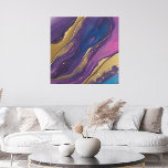 Imitation Canevas Abstrait-flux Art-bleu rose violet et or-<br><div class="desc">Présentation de cette toile d'art Abstraite - une fusion vibrante de bleu, violet, rose et or! Cette oeuvre fascinante capte l'essence de l'art de flux, apportant une explosion de couleur et d'énergie dans votre espace. Conçu avec précision et imprimé sur toile de qualité supérieure, il est l'ajout parfait pour rehausser...</div>