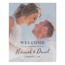 Affiche de bienvenue de douche Couple Faux Canvas