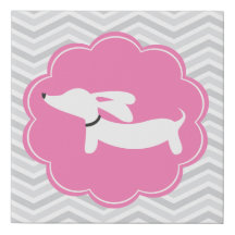 Art Dachshund Art rose et gris Nursery Art