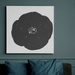 Imitation Canevas Artsy Bold Moderne Fleur Noir et Blanc<br><div class="desc">Ajoutez un peu d'art audacieux à n'importe quel mur de votre maison ou bureau avec cette impression minimaliste de toile en faux dessin botanique d'une fleur de pavot en noir et blanc.</div>