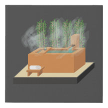 Bain à remous Ofuro dans un jardin zen