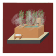 Bain à remous Ofuro dans un jardin zen