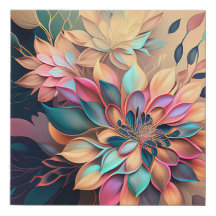 "Bloom Burst" - Art Floral Contemporain Imprimer