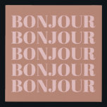 Imitation Canevas Bonjour | Typographie française Terracotta et Blus<br><div class="desc">Bonjour français moderne minimaliste en Terracotta et toile blanche Imprimer</div>