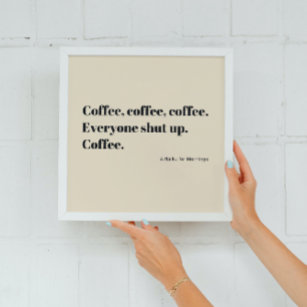Imitation Canevas Café Haiku pour les matins Typographie noire