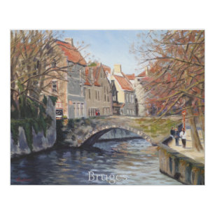 Imitation Canevas Charmant vieux pont sur le canal de Bruges Pittore