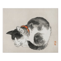 Chat couché par Kōno Bairei