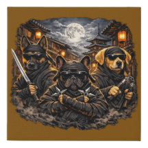 Chiens Ninjas Sous La Lumière De La Lune Canin Drô