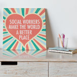 Imitation Canevas Citation de travail social inspirationnel Coeur Co<br><div class="desc">Les travailleurs sociaux font du monde un endroit meilleur. Un beau cadeau de travail social inspirant pour un directeur des services sociaux avec un coeur rétro et des couleurs joyeuses.</div>
