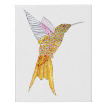 Colibri coloré x2 Faux Canvas Imprimer