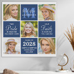 Imitation Canevas Collage photo de 5e année Inspirational Navy Blue<br><div class="desc">Célébrez votre diplômé et offrez un cadeau personnalisé spécial avec cette photo collage de graduation personnalisées impression sur toile. Cette toile de collage photo diplômée unique est un souvenir précieux. En disant : "Prends fière de savoir jusqu'où tu es allé, aie foi dans la mesure où tu peux aller." Customisez...</div>
