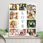 Imitation Canevas Collage photo Family Love 10<br><div class="desc">Un collage photo moderne imitation toile pour célébrer votre famille,  les proches,  les amis,  les animaux de compagnie ou événement spécial. Personnalisez avec 10 photos. "LOVE" est écrit au milieu dans un texte élégant.</div>