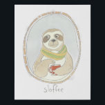 Imitation Canevas Cutie caféiné | Sloffee<br><div class="desc">Cette copie d'aquarelle comporte un café sirotant | avant juin Bruyère Vess de paresse d'amusement</div>