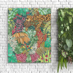 Imitation Canevas Décor de la crèche de la jungle<br><div class="desc">Les pépinières thématiques Jungle sont en tendance et il est facile de voir pourquoi! Décorez votre espace avec cette belle jungle de forêt tropicale remplie de vos plantes exotiques préférés et d'un adorable jaguar de gros chats. Parfait pour une chambre d'enfant ou une crèche, cette toile extraordinaire et détaillée est...</div>