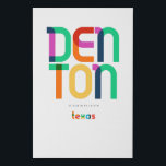 Imitation Canevas Denton Texas Mid Century, Pop Art,<br><div class="desc">Denton Texas classique style rétroactif des années 60 les années 70 et 80. Couleurs primaires lumineuses dans le style art abstrait du XXe siècle avec des éléments géométriques simples. Pop art vintage. Simple et audacieux,  portez haut et fort votre ville natale.</div>