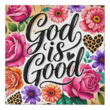 Dieu est bon Religieux Faux Wrapped Canvas Imprime