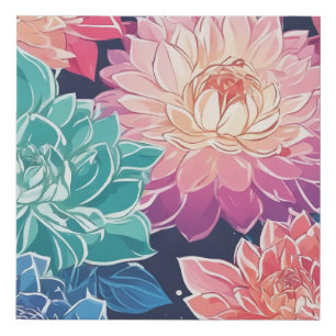 Imitation Canevas Elégante Dahlia Fleurs colorées sur Arrière - plan