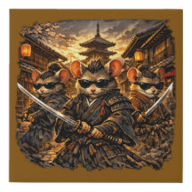 Équipe de Souris Samouraï avec Lunettes Art Japona