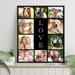 Imitation Canevas Family Love 10 Photo Collage noir<br><div class="desc">Un collage photo noir moderne imitation toile pour célébrer votre famille,  les proches,  les amis,  les animaux de compagnie ou des événements spéciaux. Personnalisez avec 10 photos. "LOVE" est écrit au milieu dans un texte élégant.</div>