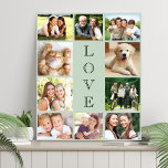 Imitation Canevas Family Love 10 Photo Collage Sage Green<br><div class="desc">Une photo verte légère collage photo fausse toile imprimé pour célébrer votre famille,  les proches,  les amis,  les animaux de compagnie ou événement spécial. Personnalisez avec 10 photos. "LOVE" est écrit au milieu dans la typographie élégante.</div>