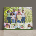 Imitation Canevas Family Photo Collage w. Zigzag Photo Strip - Vert<br><div class="desc">Personnalisez cette fausse toile élégante avec vos photos de famille préférées. Le modèle est configuré pour vous permettre d'ajouter jusqu'à 5 photos. La photo principale sera utilisée comme arrière - plan et les 4 photos restantes seront disposées dans une bande photo en zigzag le long du fond. Ce design a...</div>