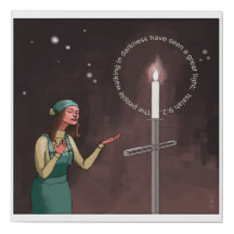 Femme Chrétienne À La Chandelle Lumière