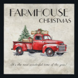 Imitation Canevas Ferme Vintage Russe Camion Rouge Noël<br><div class="desc">Ferme rustique Camion roux de Noël avec sapin de Noël et cadeaux dans le lit. Aussi doux que possible pour la saison des fêtes. Si différent et unique. Un morceau unique. "C’est le moment le plus merveilleux de l’année", sentiment qui se dégage du fond de cette décoration murale surannée. Parfait...</div>
