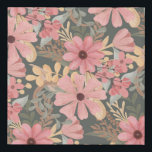 Imitation Canevas Fleurs vertes rose Sage Laisser Motif Aquarelle<br><div class="desc">Cette motif élégante et féminine est parfaite pour une femme design et branchée. Il présente des fleurs de corail rose, rose moyen, marron, jaune doré et vert de forêt peintes à la main, ainsi que des feuilles sur un arrière - plan vert sauge. C'est le pays, joli, mignon, unique, artistique...</div>