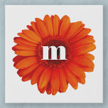 Imitation Canevas Gerbera Daisy Monogramme initial<br><div class="desc">Fleur de marguerite gerbera orange brûlée avec une typographie coque inférieure moderne monogramme design initial. Modifiez la première pour personnaliser.</div>