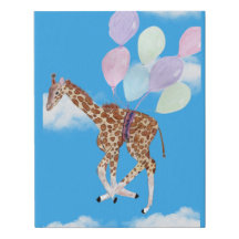 Girafe volant avec quelques ballons