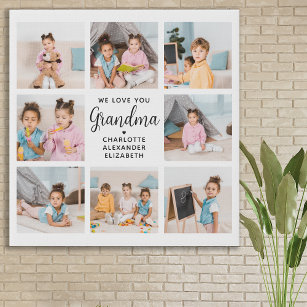 Imitation Canevas Grand-mère We Love You Custom 8 Photo Collage