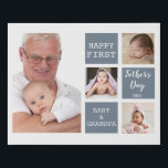 Imitation Canevas Grand-père Première Fête des pères 4 Photo Collage<br><div class="desc">Première idée cadeau de fête des pères pour grand-père - Une toile photo moderne avec une grille de collage créée avec 4 images et message sur un bloc de couleur gris ardoise tendance.</div>