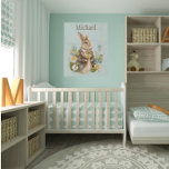 Imitation Canevas Grotte de lapin de bois Nom de la nourrice<br><div class="desc">Lapin lapin lapin à conte de fées rustique en bois. Juste adorable pour la petite garderie. Ajoutez un nom pour personnaliser.</div>