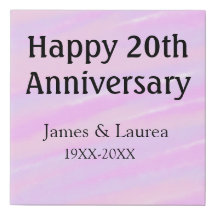 Joyeux 20e anniversaire rose pastel violet nom bol