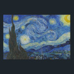 Imitation Canevas La nuit étoilée, 1889 par Vincent van Gogh<br><div class="desc">La nuit étoilée,  1889 par Vincent van Gogh. Il représente la vue depuis la fenêtre est de sa chambre d'asile à Saint-Rémy-de-Provence,  juste avant le lever du soleil,  avec l'ajout d'un village imaginaire.</div>