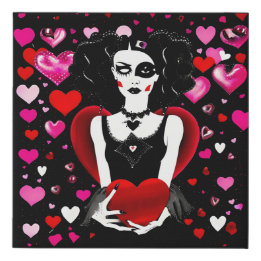 Imitation Canevas L'amour dans les ombres : le coeur du corbeau