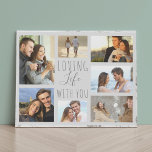 Imitation Canevas Love Life with You 7 Photo Collage - Marbre gris<br><div class="desc">Un collage photo moderne fausse toile que vous pouvez personnaliser avec 7 de vos photos préférées. Le modèle est configuré pour vous permettre d'ajouter vos photos, en travaillant dans le sens des aiguilles d'une montre en haut à gauche. Vos photos sont mises contre un marbre d'aquarelle design en gris et...</div>