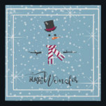 Imitation Canevas Magic and Wonder Christmas Snowman Blue ID440<br><div class="desc">Belle conception minimaliste en fausse toile de Noël avec un bonhomme de neige stylisé encadré en blanc sur un arrière - plan bleu cadet parsemé de flocons de neige et d'étoiles. La typographie branchée de 'Magic and Wonder' complète le design. Ajoutez un nom à personnaliser si vous le souhaitez. Recherchez...</div>
