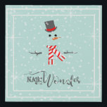 Imitation Canevas Magic and Wonder Christmas Snowman Mint ID440<br><div class="desc">Belle conception minimaliste en fausse toile de Noël avec un bonhomme de neige stylisé encadré en blanc sur un arrière - plan vert menthe parsemé de flocons de neige et d'étoiles. Une élégante typographie tendance de "Magic and Wonder" complète le design. Recherchez ID440 pour voir d'autres produits de coordination et...</div>