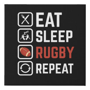 Imitation Canevas Manger Sleep Rugby Répéter Sport Cadeau
