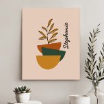 Imitation Canevas Minimaliste personnalisé Botanique<br><div class="desc">Améliorez votre espace avec cette impression minimaliste de toile botanique personnalisée, avec des demi-cercles abstraits dans les tons chauds et un délicat motif plante. Parfait pour ajouter une touche d'élégance naturelle à toute maison ou bureau, cette oeuvre d'art personnalisable fait un cadeau réfléchi ou une pièce de décoration unique. Personnalisez...</div>