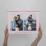 Imitation Canevas Modern and Minimal Blush | Photo Grid for Mom<br><div class="desc">This simple and elegant photo grid design features two of your favorite personal photos, with the words "we love you, mom" and modern dark navy blue lines on a blush pink background. You can also add your names and the date to make this a keepsake your mother will treasure this...</div>