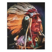 "Omaha Chief" Faux Wrapped Canvas Print